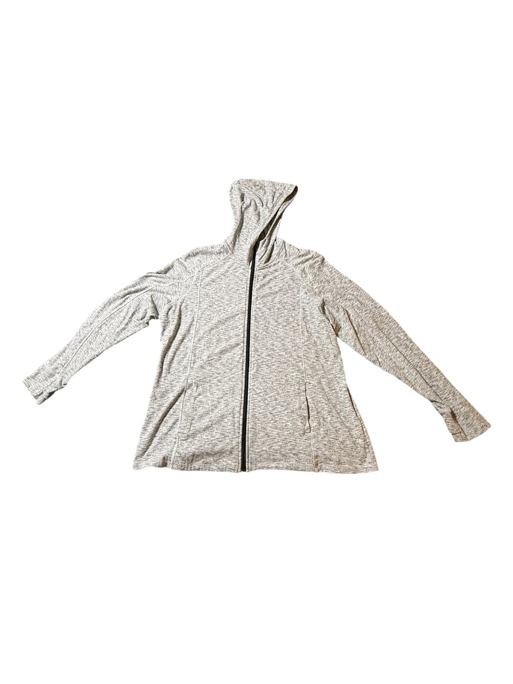 Tek Gear Womens XL Gray Space Dye Full Zip Hoodie Jacket Thumbholes Activewear
